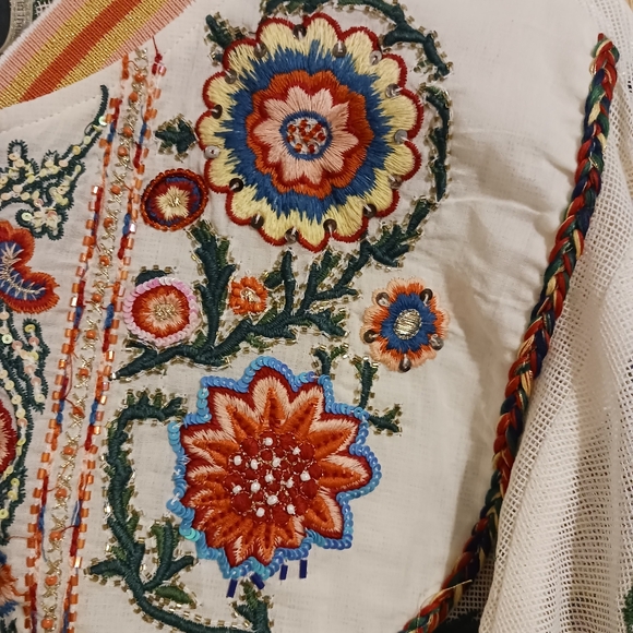 Aratta Bohemian Feel Embroidered Mesh Jacket Womens Size Med- EUC - Picture 6 of 10
